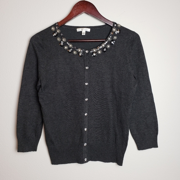 3/30$🔥SPENSE jewel Neckline Button down cardigan - Picture 2 of 10